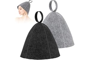 CIATBYYJ 2 gorros de sauna de fieltro, gorro de sauna de lana, gorro de sauna suave, gorro de fieltro absorbente, accesorio para sauna para mujer y hombre, tamaño universal (gris, negro)