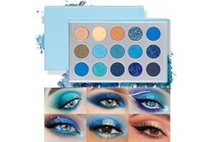 Beteligir 15 Farbe Matte Grün Schimmer Lidschatten Palette, Hochpigmentierte Makeup Paletten, Creme Schimmer Metallic Lidschatten Palette für Weihnachten (GRÜN) (Blue)