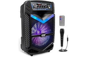 Pyle Kraftfull bluetooth-högtalare - 600 W, bärbar ljudhögtalare, LED-belysning, inbyggt uppladdningsbart batteri, 10 tums su