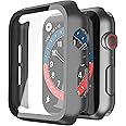 Misxi hard case with glass screen protector compatible with Apple Watch Series 6 / SE / Series 5 / Series 4 44 mm, pack of 2