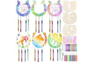 Zeuwets HufeisenHolz, 18 Stück Kindergeburtstag, Pferde Geburtstagsdeko, Hufeisen Windspiel Bastelset, zum Bemalen, DIY Holz Basteln für Kinder