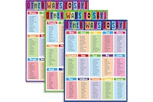 YISONG 3 Pcs Affiches Éducatives Anglais Autres Façons de Dire Affiche Synonymes Tableaux d'Apprentissage de Grammaire pour Décoration de Collège Élémentaire Classe Salle de Jeux, 17 x 22 Pouces