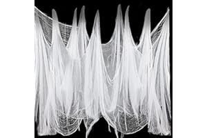 AnJeey Halloween Decorazioni, Panno Raccapricciante di Halloween 79 * 157 inch (200 * 400cm) Accessori Halloween Decorazioni Casa Horror per Giardino, Finestre, Porte, Interni ed Esterni, Bianca