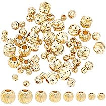 UNICRAFTALE 100 Cuentas Redondas De Latón Espaciadoras De 6 Mm, Chapadas En Oro De 18 Quilates, Lisas Sin Costuras Para Hacer Pulseras Y Collares
