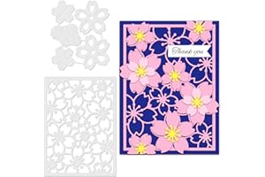 GLOBLELAND Matrices de Découpe de Cadre de Fond de Fleur de Cerisier en Métal Pochoirs de Gaufrage de Fleur de Cerisier Modèle pour la Fabrication de Cartes en Papier Décoration