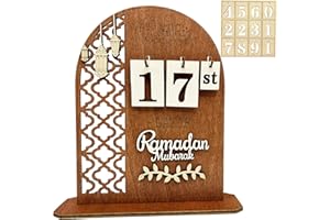 KIKVTER Ramadan Kalender, Eid Mubarak Kalender, Ramadan Dekorationen Countdown-Kalender für Zuhause, Ramadan Dekoration Aus Holz, Ramadan aus Holz Countdown-kalender Ornament, Ramadan Geschenke für Kinder