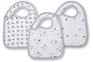 aden + anais Lot de 3 Bavoirs À Bouton-Pression En Mousseline de Coton, Bavoirs Coton Absorbants, Bavoirs d'épaule, Bébé Garçon, Bébé Fille, 23cm x 31cm, 0-36 Mois, Imprimé twinkle
