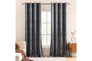 MIULEE Tende per Camera da Letto in Velluto per Interni Tende per Letto Matrimoniale Soggiorno Moderne Tende per Finestre con Anelli Stampate d'Oro Decorative 2 Pannelli 140X245 cm Grigio