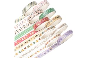 KAVI' S Maigre Or Washi Tape Set Masking Tape Ruban adhesif decoratif pour Scrapbooking Artisanat de Bricolage 8MM de large (Coffee Dessert)