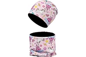 MAKFORT Kinder Beanie Mütze Schal Schlauchschal Set Baumwoll Loop Schal Junge Und Mädche Herbst Frühling Winter