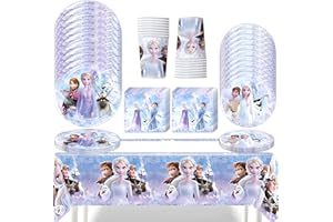 SHENGRUILI 61 Stück Partygeschirr Set,Kindergeburtstag Geschirr Set,Partygeschirr Geburtstag,Kindergeburtstag Deko mit Teller Becher Servietten Tischdecke Strohhalme,Party Geschirr für 10 Gäste