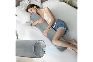 ONTYZZ Inflatable Long Body Pillow Adults Children Bolster for Hugging Sleeping Back Neck Support Side Sleeper Cuddle Round Pillow