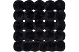 BQTQ 26 Piezas Pompones para Bolsos Pompones Artificial Piel Bola Pompón Piel Sintética Pompon para Gorro Llavero Bufanda Guante Bolso, Negro