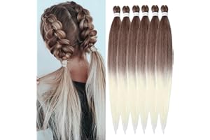 ‎YDDM Easy Braid Pre Stretched Braiding Hair 32 Inch 6Packs Natural Hair Kanekalon Braiding Hair Yaki Texture Free Hot Water Setting Braid Crochet Hair Extensions (32 Inch, 30-613#)
