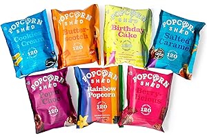 Popcorn Shed - 7 saveurs de Pop-Corn Célébration, Snacks Naturelles, Le cadeau parfait de pop-corn gourmet, Parfait pour les Soirées Cinéma (7 sacs)