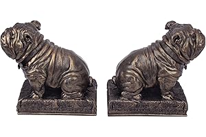 Design Toscano British Decor Bulldog Mascot Bookend Statues, 15 cm, Set of Two, Polyresin, Bronze Finish
