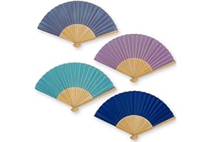 MIJOMA 4 Stück Set Handfächer aus Holz, Handfächer für Abkühlung im Sommer, am Strand, für Hochzeiten Fasching Pride (Beerentöne)