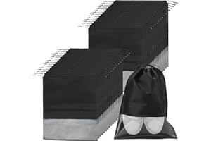 JOIKIT 30 PCS 44 x 32cm Shoe Bags for Travel, Large Shoes Storage Bags with Clear Windows, Black Dust Proof Shoe Bag Organizers for Storage