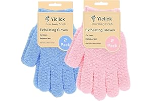 Yiclick Guanti esfolianti a 2 paia, esfolianti per il corpo per doccia esfoliante, esfoliante per il corpo per rimuovere la pelle morta, guanto esfoliante spugna luffa per uomo e donna