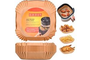 YESLUSY Backpapier für Heißluftfritteuse - 100 Stück Airfryer Backpapier - Einwegschalen für Sauberes Kochen - Passend für Die Meisten Marken - Gesundes und Umweltfreundliches Material（20CM）