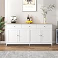 Credenza In Legno E Bianco – 4 Ante E 3 Cassetti, Ripiani Regolabili, 160x37x75 Cm - 3