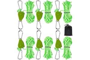 VAIGU:OA 6 Stück Seilratsche mit Haken, Reflektierend Abspannseile, Seil Ratsche Kleiderbügel Aufhänger,Ø4mm Seil Ratsche mit Haken Rope Seilratsche für Zelten, Ventilatoren, Pflanzenleuchten 150lb 3.12ft/4M