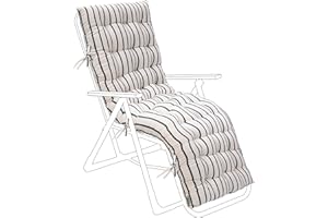 Gardenista Almohadilla para tumbona de patio al aire libre | Cojín de algodón reclinable resistente al agua | Almohadilla de repuesto larga y gruesa con lazos de seguridad | Cómodo y ligero (pin)