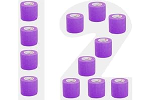 AMATHINGS Lot de 12 pansements autoadhésifs Pansement autocollant 5 cm de large et 4,5 m de long Bandage adhésif pour doigts, main, orteils Pansement adhésif adhésif pour les doigts Rouleau