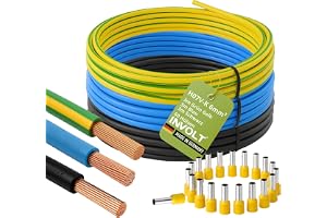 INVOLT H07V-K kabelkablar 6 mm² set, 3 x 3 m kabel, 60 ledarändhylsor