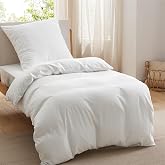 Bedsure Duvet Cover for 90 cm Bed - White, Duvet Cover 135 x 200 cm | Bedding Set with 1 Pillow 50 x 75 cm, Oeko-Tex Reversib