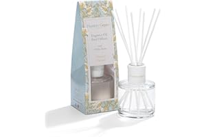 Hassett Green London Fragrance Oil Reed Diffuser - 100ml Glass Bottle with 8 Fibre Reeds - Natural Cotton