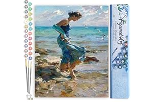 Figured'Art Dipingere con i Numeri - Paint by Numbers Piedi In Acqua Durante L'Estate, Passatempo per Adulti, Kit Completo, Hobby Creativi - Quadri fai da te 40x50cm senza cornice