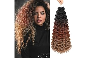 MLETULIPS GoGo Curl Crochet Hair Ombre Deep Wave Crochet pelo,Beach Curl Water Wave sintético Deep Twist Crochet Braid Bohemian Crochet Braiding (18inch, 1B/30/27)
