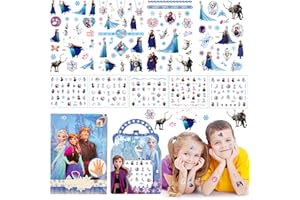 OOSHEON 9 Blätter Princess Elsa Deko,4 Blätter Eiskönigin Tattoo kinder,5 Blätter Nagelsticker,Waterproof Temporary Tattoo für kinder,Prinzessin Tattos