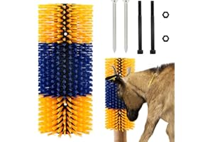 Mfsdai Brosse à Gratter pour Chevaux, Vaches, Moutons, Porcs - Brosse de Massage pour Animaux (Jaune et Bleu)