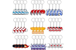TAIYIN 36 Pcs Ice Hockey Keychain PVC Unisex Hockey Jewelry Kids Cute Cool Funny Hockey Gift Hockey Stick Key Chains Rings Sports Keychains Keyrings Party Supplies Favors for Boys Girls Player Team, 9