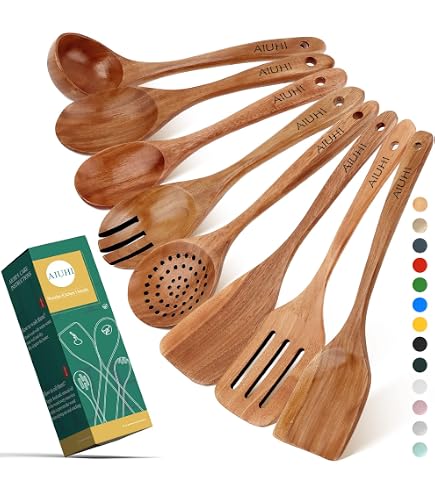 Set Di Cucchiai In Legno Di Teak Fatti A Mano: Utensili Da Cucina