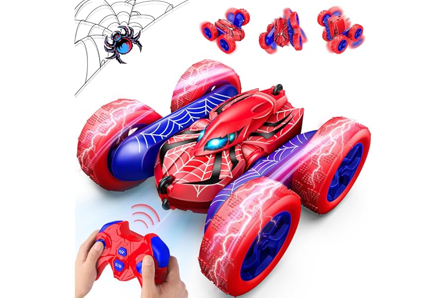 Dreamlandia 360° Flips Remote Control Cars, 15KM/H+ RC Car Outdoor Garden Toys for 3-9 Year Old Boys, 4WD Kids Boys Toys Age 3-10 Birthday Presents Easter Gifts for 3-10 Year Old Boy Kid