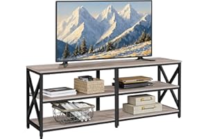 Yaheetech TV Stand for TVs up to 70 Inch, TV Unit with Open Storage Shelves, TV Cabinet for Living Room, Bedroom, Length 160 cm, Gray