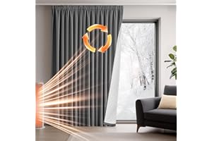 ‎DECONOVO Deconovo Thermovorhang Kälteschutz, Gardinen mit Kräuselband gegen Kälte, Wärmeisolierend Vorhang Verdunkelung Wohnzimmer, 245 x 140(HöhexBreite), Dunkelgrau, 1 Stück