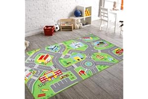 Booooom Jackson ,Tapis Enfant Chambre Garcon Fille Tapis De Jeux Circuit Voiture Dos Antidérapant,Tapis Poils Ras Facile à Nettoyer,Tapis Salle De Jeux Enfant