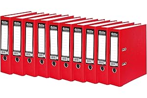10 x Pukka A4 Glossy 2-Ring Lever Arch File School Work Office 75mm Spine File Organiser (Red)