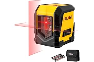 PREXISO Cross Laser Level 15m - Self-Leveling Mode with LED Indicator, Horizontal and Vertical Laser Level, Line Leveler Tool with Batteries for Hanging Pictures