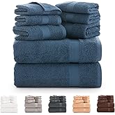 Todocama - 8 Piece Bath Towel Set 100% Cotton (550 GSM) Extra Soft, High Absorbent and Quick Drying, 2 Bath Towels, 2 Hand an