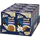 Purina Felix Soup Original Cibo Umido per Gatti con Manzo, Pollo e Tonno, 8 Confezioni con 48 Buste da 48g