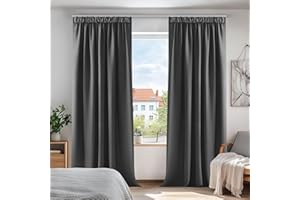 Deconovo Cortina Opaca Térmica Aislante y Ruido Reducción 140 X 245 CM Gris Oscuro 2 Piezas