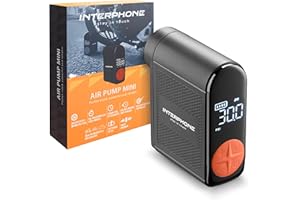 INTERPHONE Air Pump Mini Compressore Portatile, Compressore Aria Portatile e Ricaricabile Che gonfia gomme Auto, Moto e Bici, Gonfia Fino a 4 Pneumatici in 4 min a Gomma, Oltre 6 Mesi di Stand-by