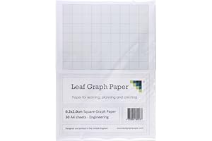 LEAF GRAPH PAPER A4 Graph Papier Pack – 0,2 cm 2 mm Engineering quadratisch – 30 loseblattwerken Blatt