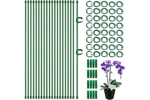 ACTIUSIS Podpórka do storczyków, orchidee, z 40 klipsami i 16 rurką łączącą, uchwyt na rośliny do storczyków, róż, pomidorów, 20 sztuk, 30 cm