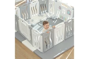 Gupamiga Kojec dla niemowląt, składany, z deską kreślarską i bezpiecznym placem zabaw (motyw morski)